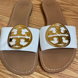 Tory Burch Slides 8.5 White EUC